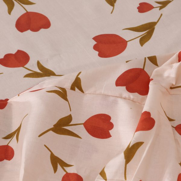 Rose Floral Cotton Fitted Sheet