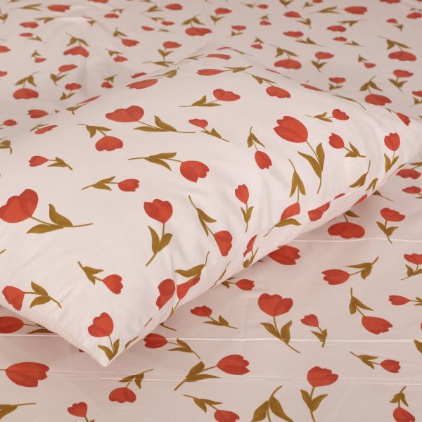 Rose Floral Cotton Fitted Sheet