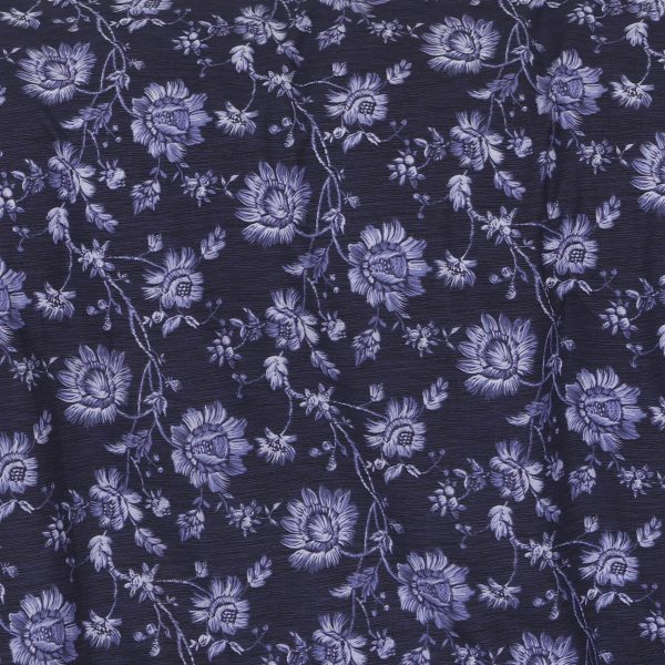 Blue Floral Percale Cotton Duvet Cover Set