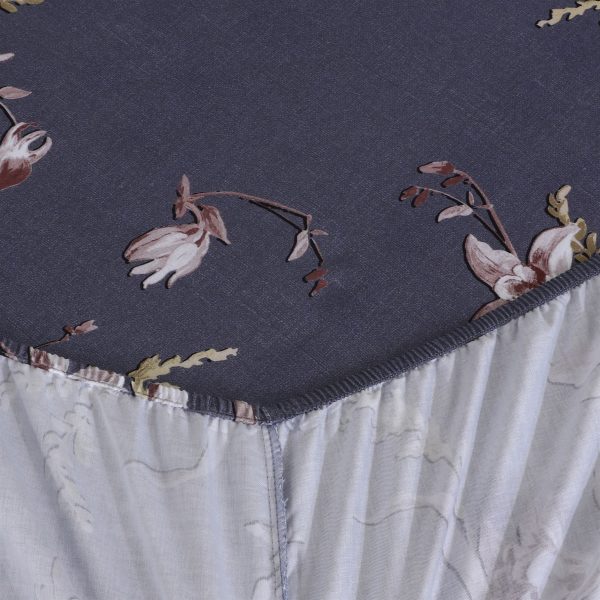 Grey Golden Floral Cotton Sateen Fitted Sheet