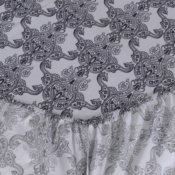 Damask Grey Cotton Sateen Fitted Sheet