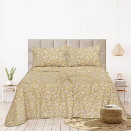 flaxen-yellow-cotton-bedsheet