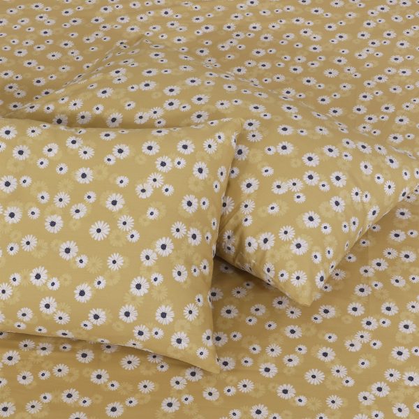 Flaxen Yellow Cotton Bedsheet