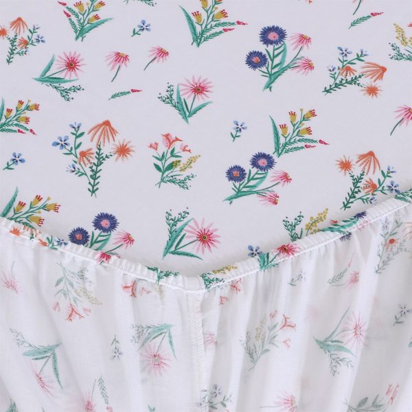 Magnolia Floral Leaves Cotton Sateen Fitted Sheet