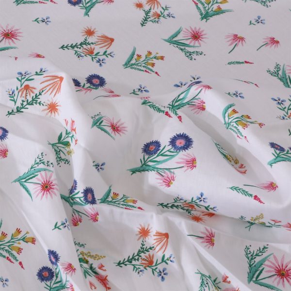 Magnolia Floral Leaves Cotton Sateen Fitted Sheet