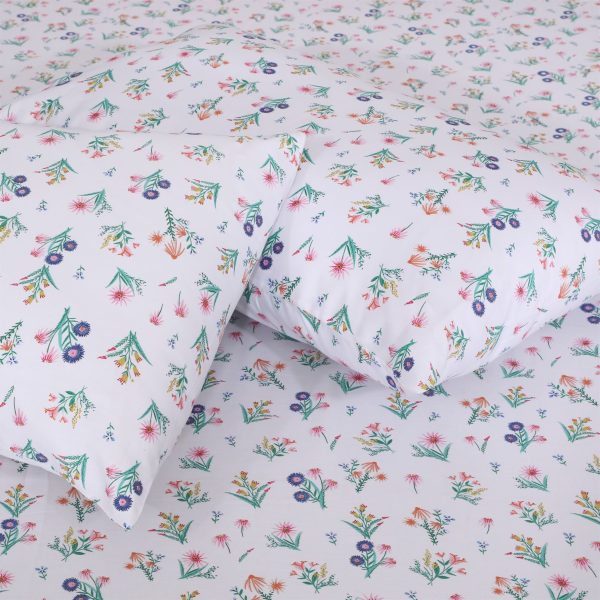 Magnolia Floral Leaves Cotton Sateen Fitted Sheet