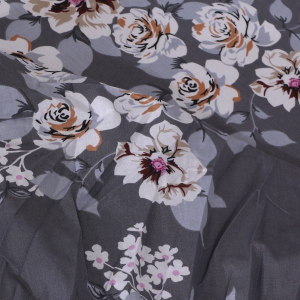 Grey Floral Fitted Sheet