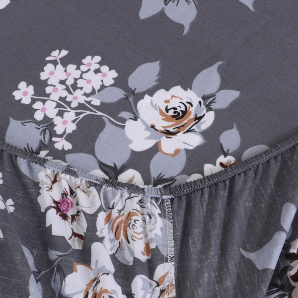 Grey Floral Fitted Sheet