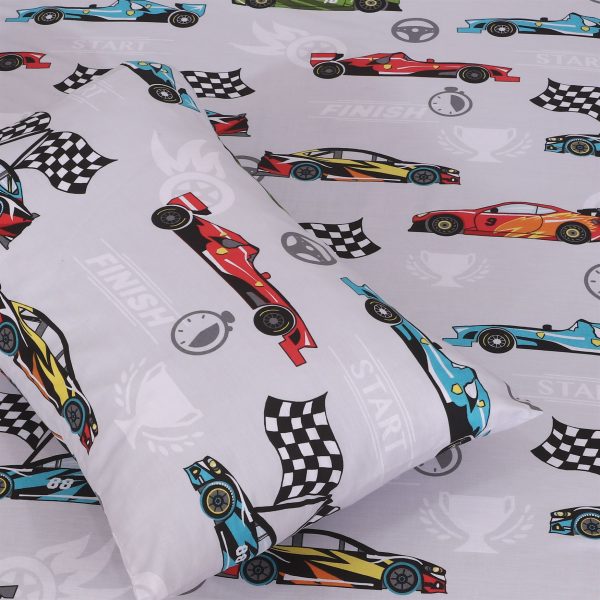 Kids Racing Cars Cotton Bedsheet