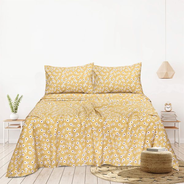 Flaxen Yellow Cotton Bedsheet