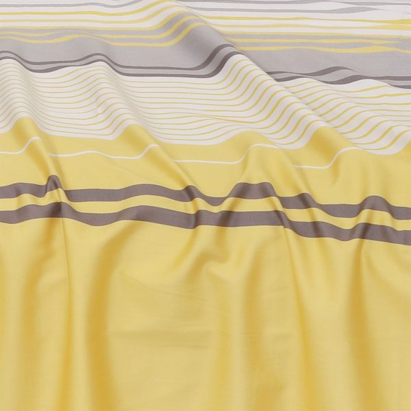 Yellow-Grey Stripes Cotton Sateen Bedsheet