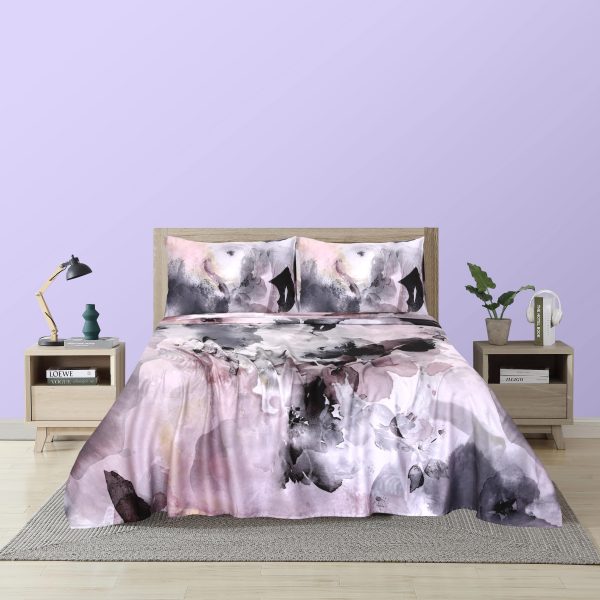 Marble Print Cotton Sateen King Bedsheet