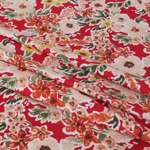 Vintage Red Floral Cotton Bedsheet - Image 3