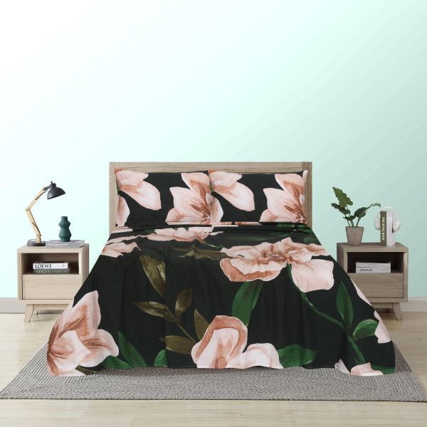 Camellia Bloom Percale Cotton Bedsheet