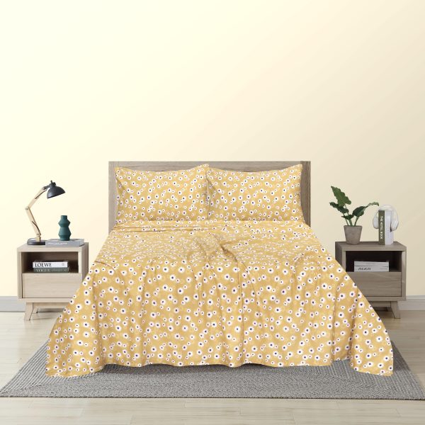 Flaxen Yellow Cotton Bedsheet