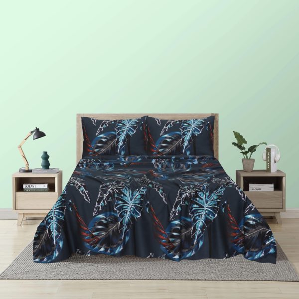 Tropical Floral Cotton Sateen Bed Sheet